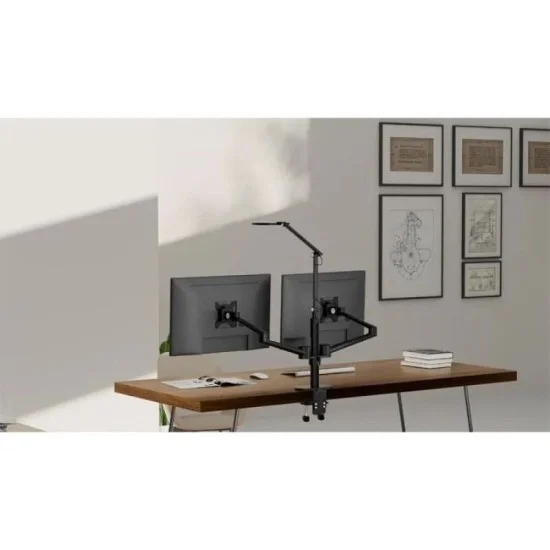 Dual Monitor Stand With Lamp (Ol-2lt) _ Black